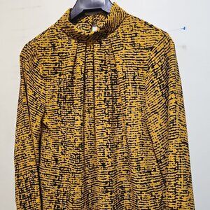 Primark Long Sleeves Blouse Size 6 Black & Yellow No Iron Machine Washable